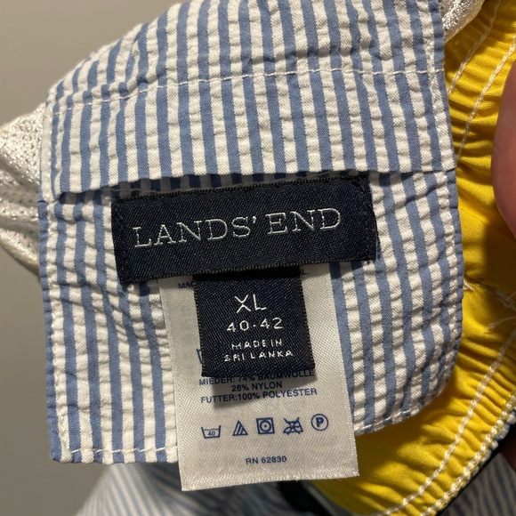 Lands' End Men's Swim Trunks Blue and White XL - Picture 6 of 6